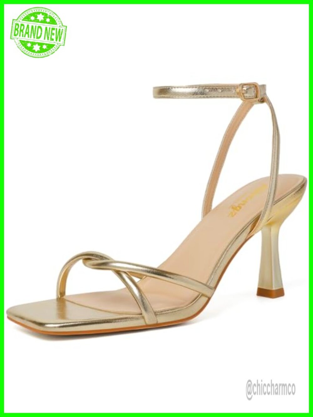 Women's Strappy Kitten Heel Sandals Square Open Toe Ankle Strap